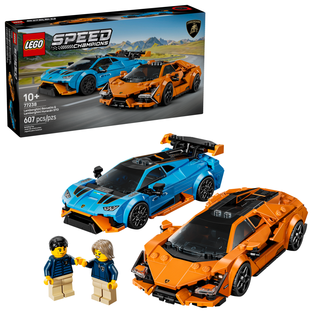 Конструктор LEGO Speed Champions Lamborghini Revuelto & Lamborghini Huracan STO 77238, 607 деталей, от 10 лет