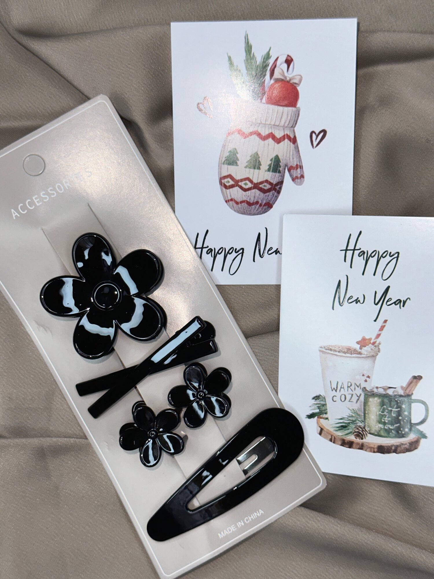 Набор заколок для волос 5в1 "Ромашка", влагоустойчивые, цвет серый