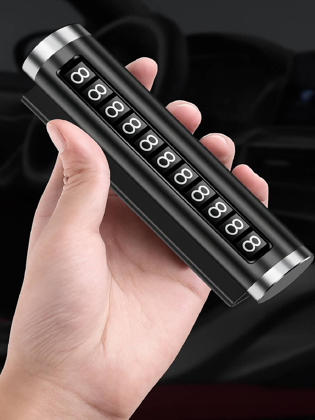 Табличка с номером телефона для автомобиля, автовизитка для парковки Черный цвет