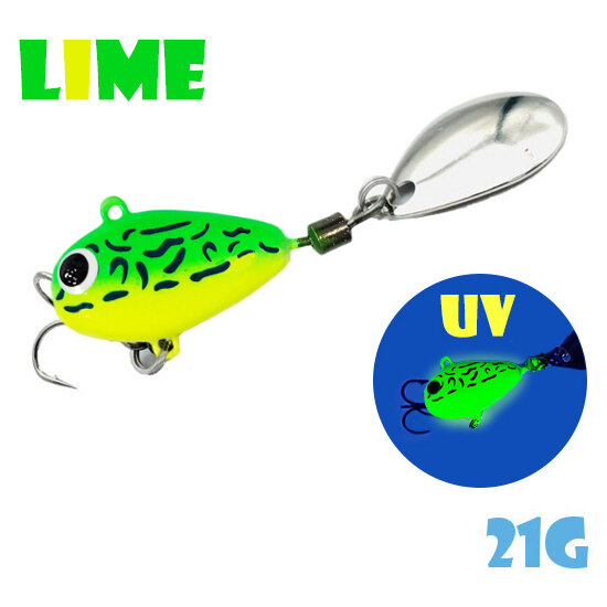 Блесна Тейл-Спиннер для рыбалки Uf-Studio Hurricane 21g #Gria Lime