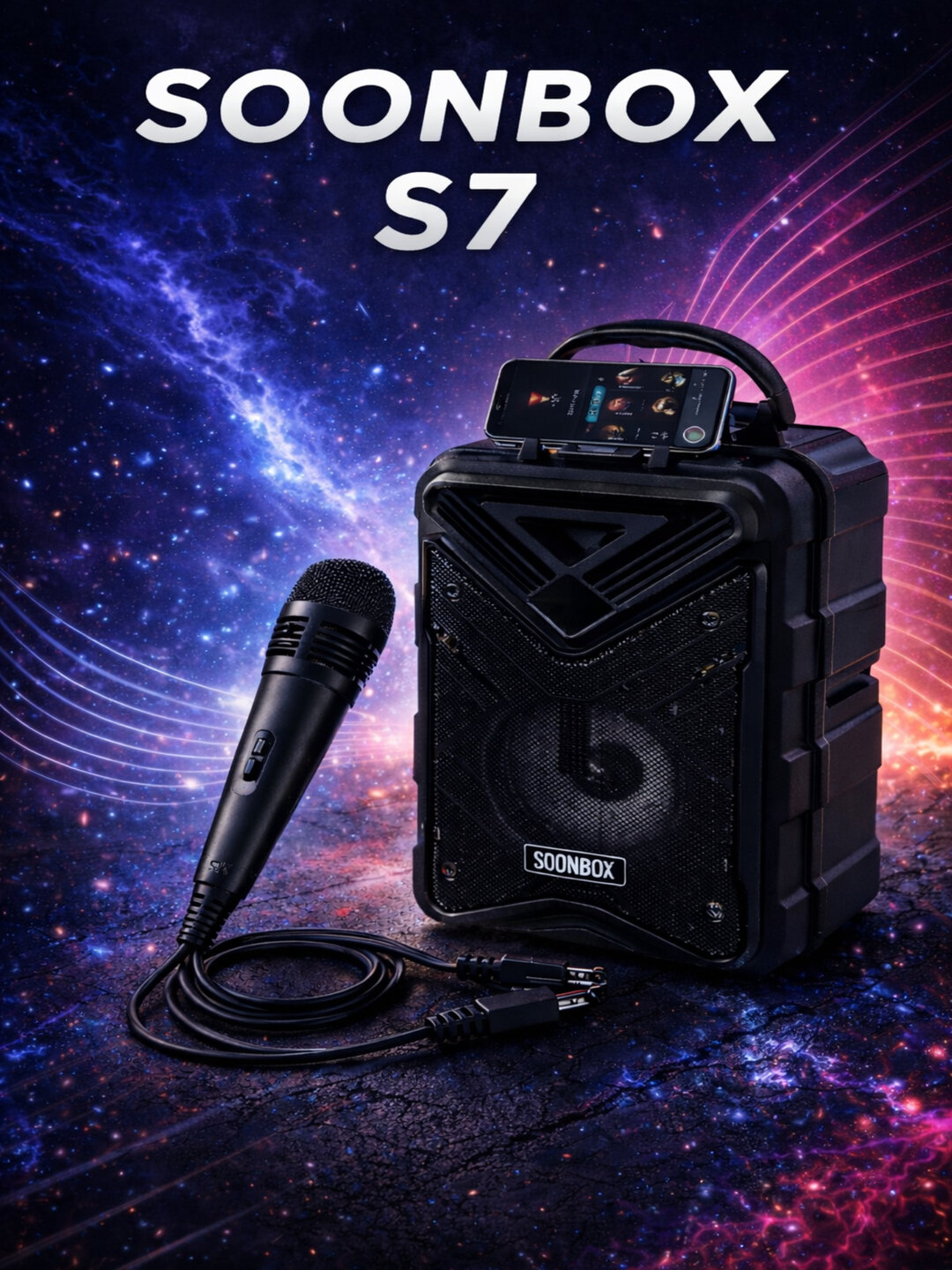 Караоке колонка Soonbox S7 – Bluetooth, 14100 мАч, с микрофоном, музыкальная развлекательная система