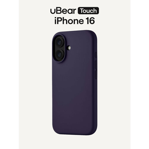 фото Чехол для iphone 16 ubear touch mag case софт-тач, magsafe совместимый, темно-фиолетовый