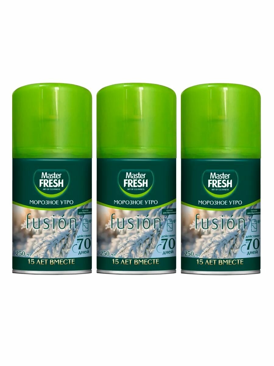 Master Fresh Освежитель воздуха Морозное утро, сменый баллон, 250 мл, 3 шт