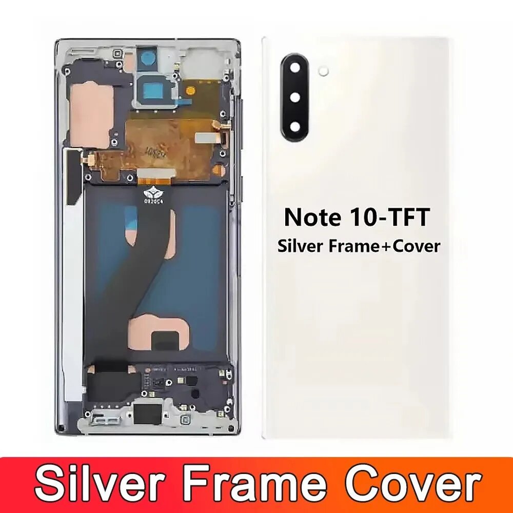 Серебристый, TFT Дисплей для Samsung Galaxy Note10 SM-N970F в сборе с тачскрином, с рамкой