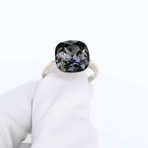 фото Кольцо diamant online, серебро, 925 проба, родирование, кварц, размер 17, серый