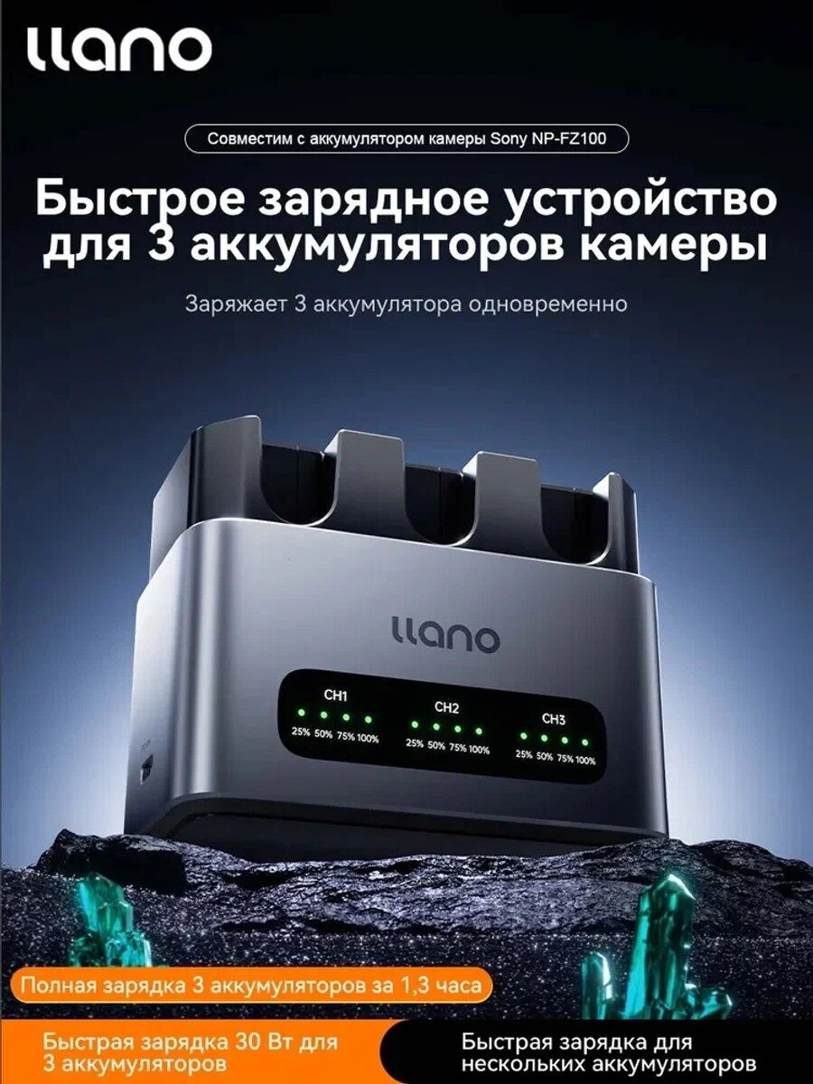 Llano NP FZ100 Треxпортовое зарядное устройство 30Wтой от перегрева стандартный вариант модели серии