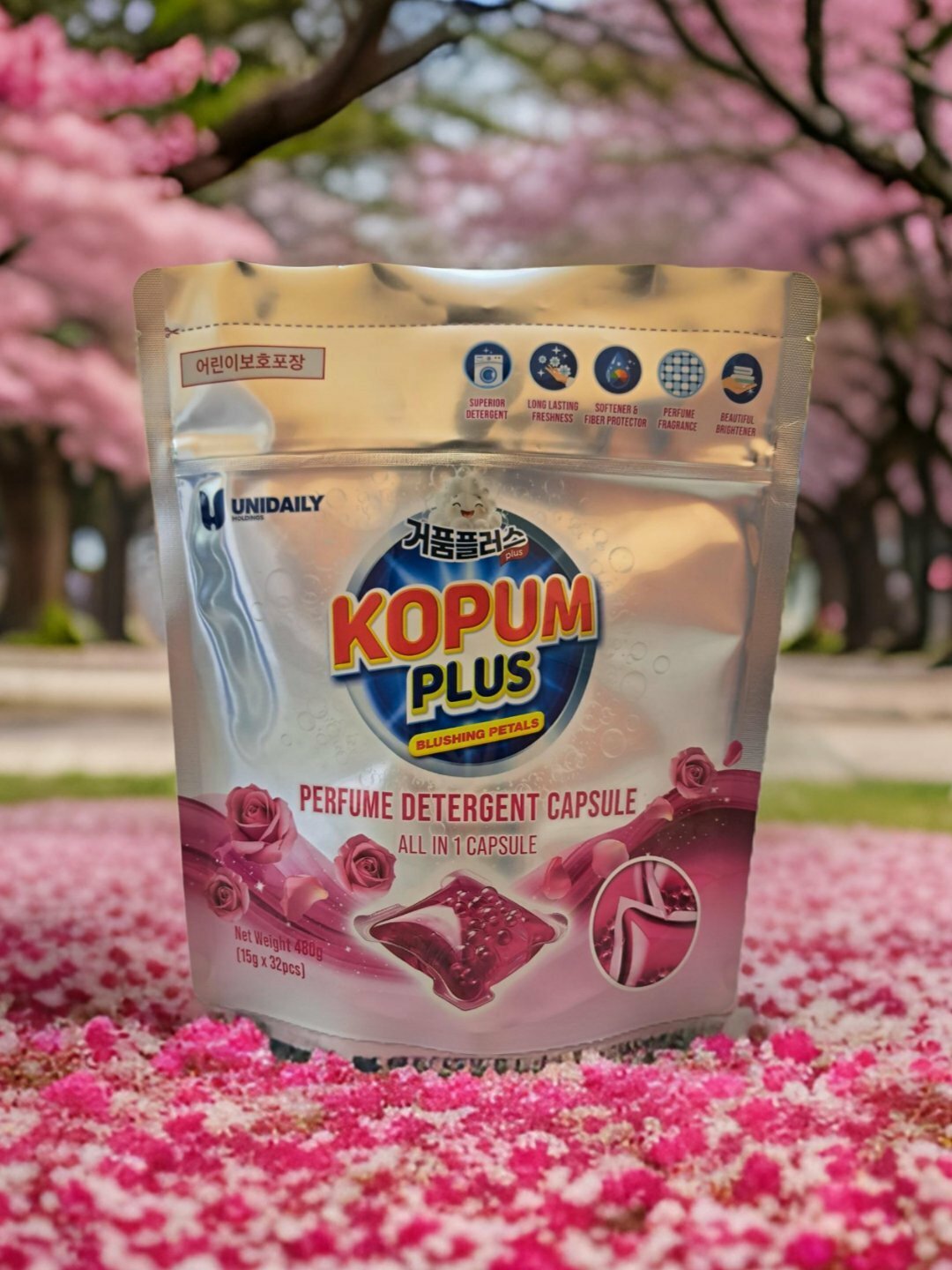 Капсулы для стирки Kopum Plus, 32шт, универсальный аромат, для машинной стирки