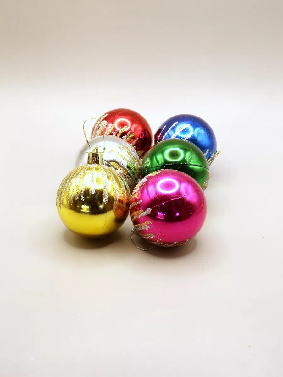 Набор елочных шаров "Волшебная страна" PB6-6SMB от , серебристый, 6см, 6шт