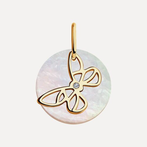 Изображение товара Подвеска, красное золото, 585 проба, перламутр, бриллиант