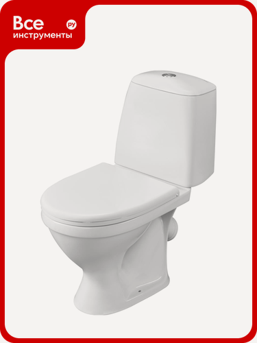 Изображение товара Унитаз-компакт Santeri соната напольный, санфарфор, антивсплеск, хромовая фурнитура, белый, овальная чаша, каскадный