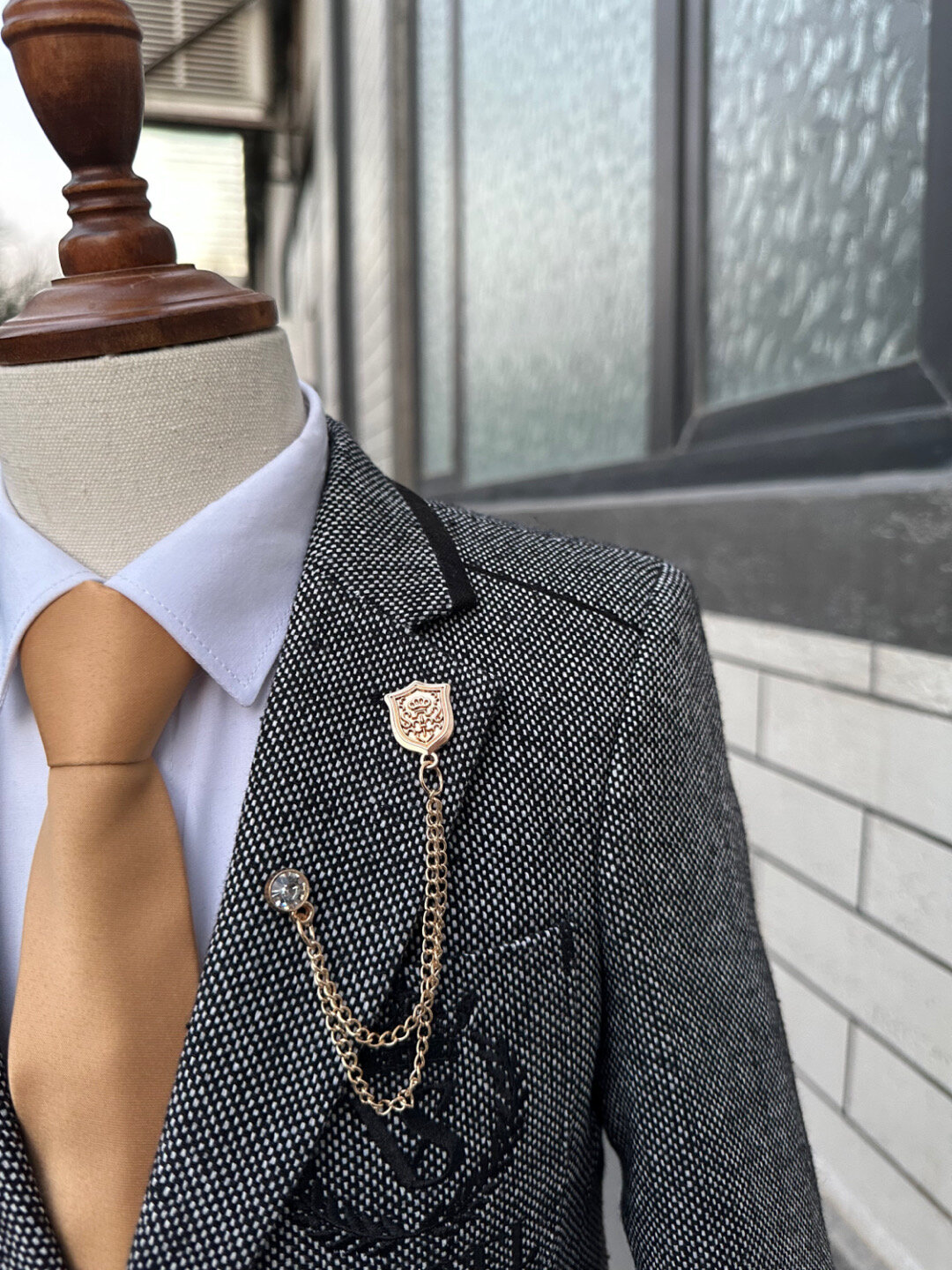 Пиджак из драп материала в классическом стиле для 5 класса — фото 1