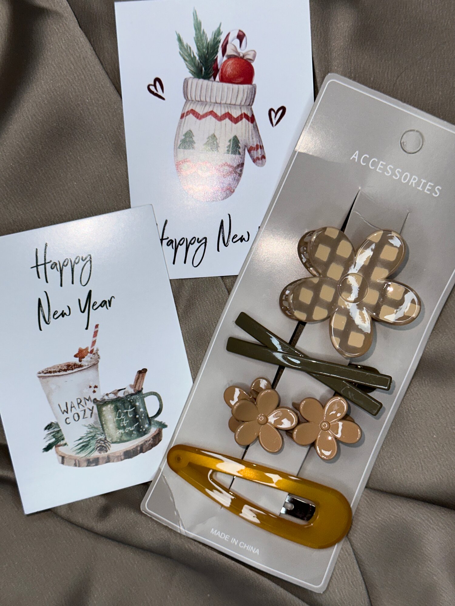 Набор заколок для укладки волос 5в1 бренд ромашка, влагоустойчивые, цвет шоколад,