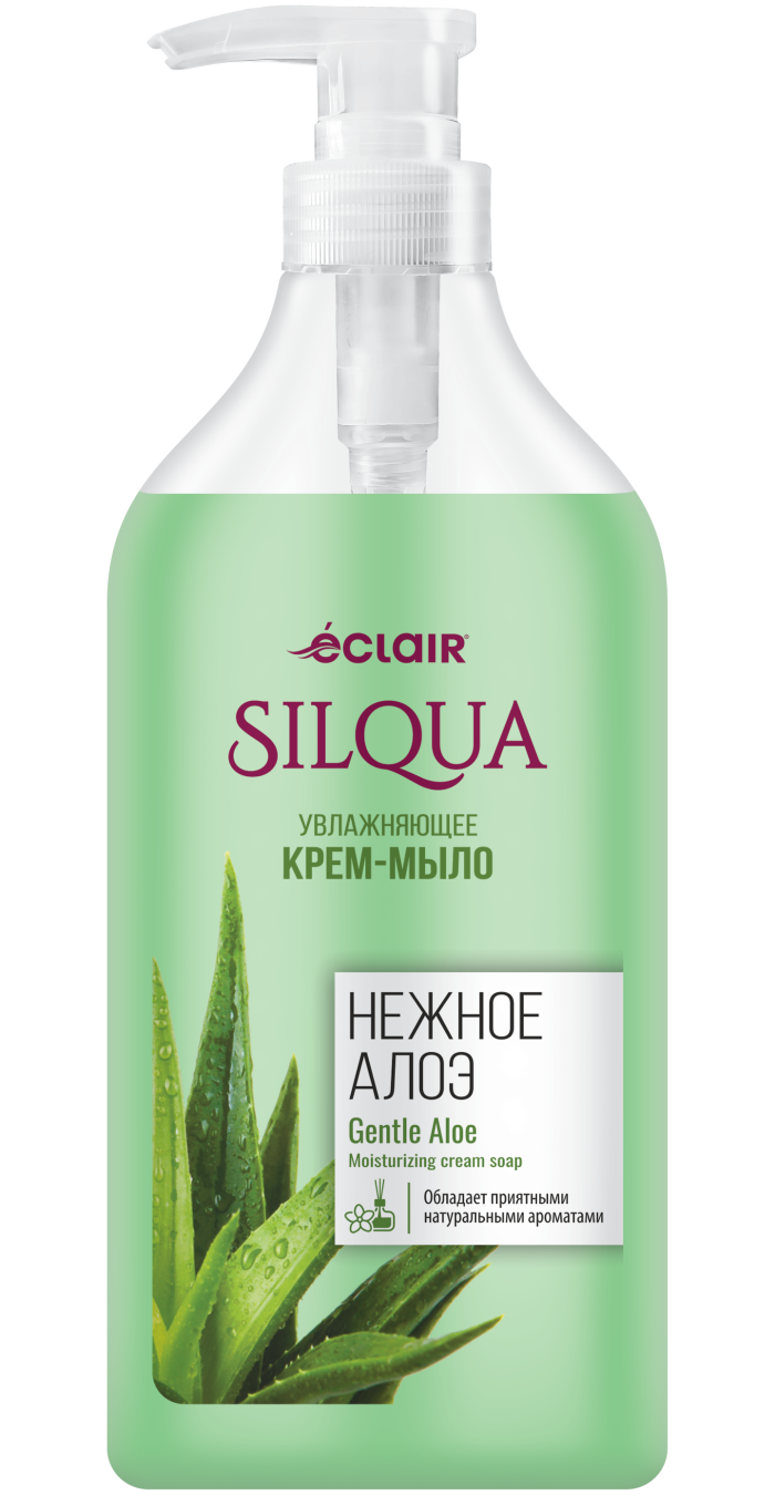 Жидкое мыло SILQUA "Нежное Алоэ", с дозатором, для всех типов кожи, 830 мл