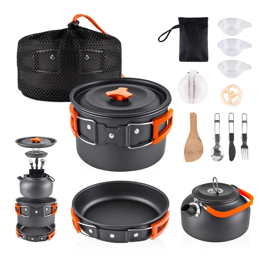 Набор посуды для кемпинга из алюминия Оранжевый, Orange-1SET