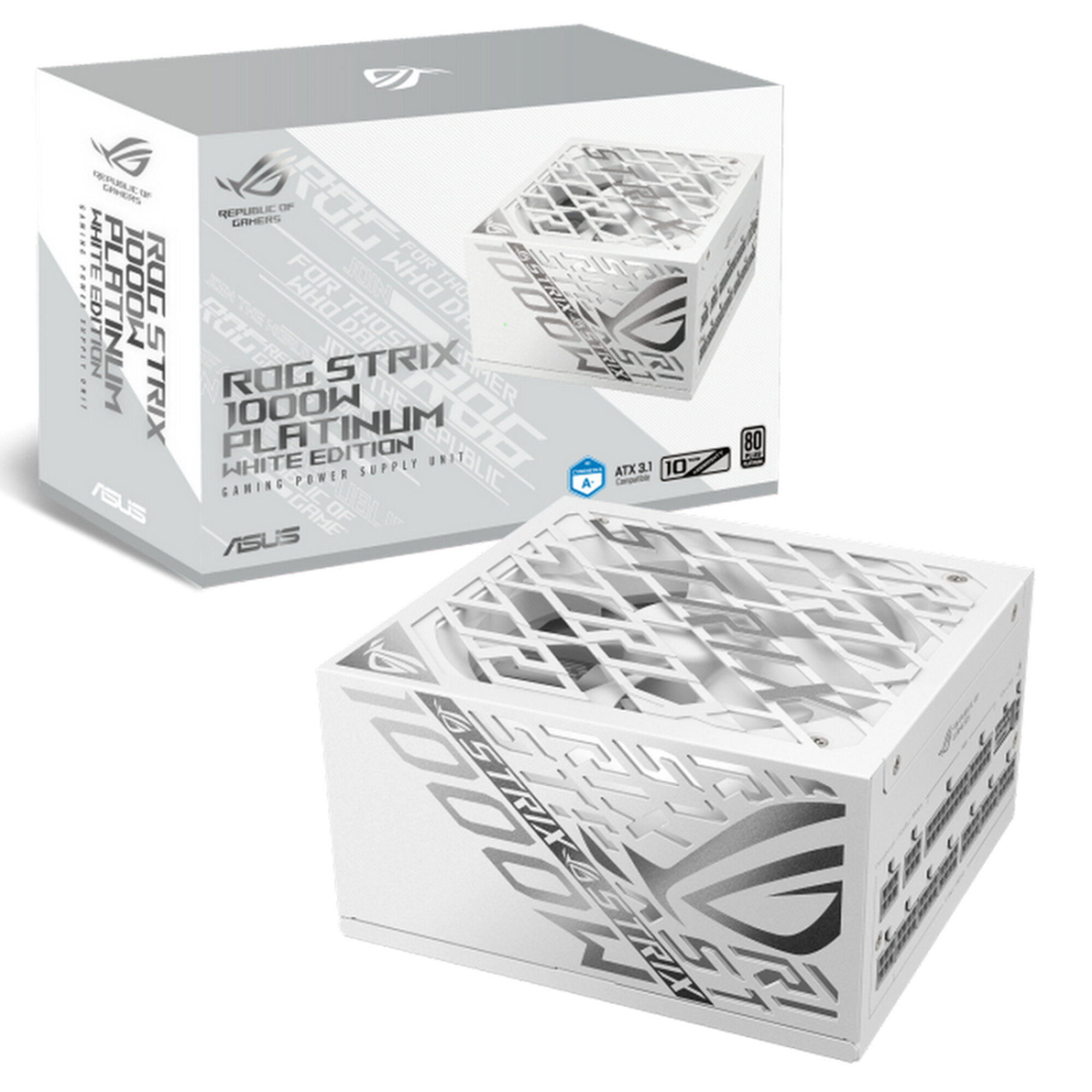 Блок питания ASUS 1000W ROG-STRIX-1000P-GAMING-WHITE, модульный, 16 Pin PCIe 5.0, 80 PLUS Platinum (90YE00W4-B0NA00)