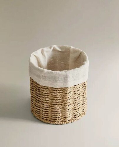 Изображение товара Круглая корзина ZARA HOME 7710/049/052 - с хлопковой подкладкой, 1шт, 15 x 15 x 15 см, цвет светло-бежевый