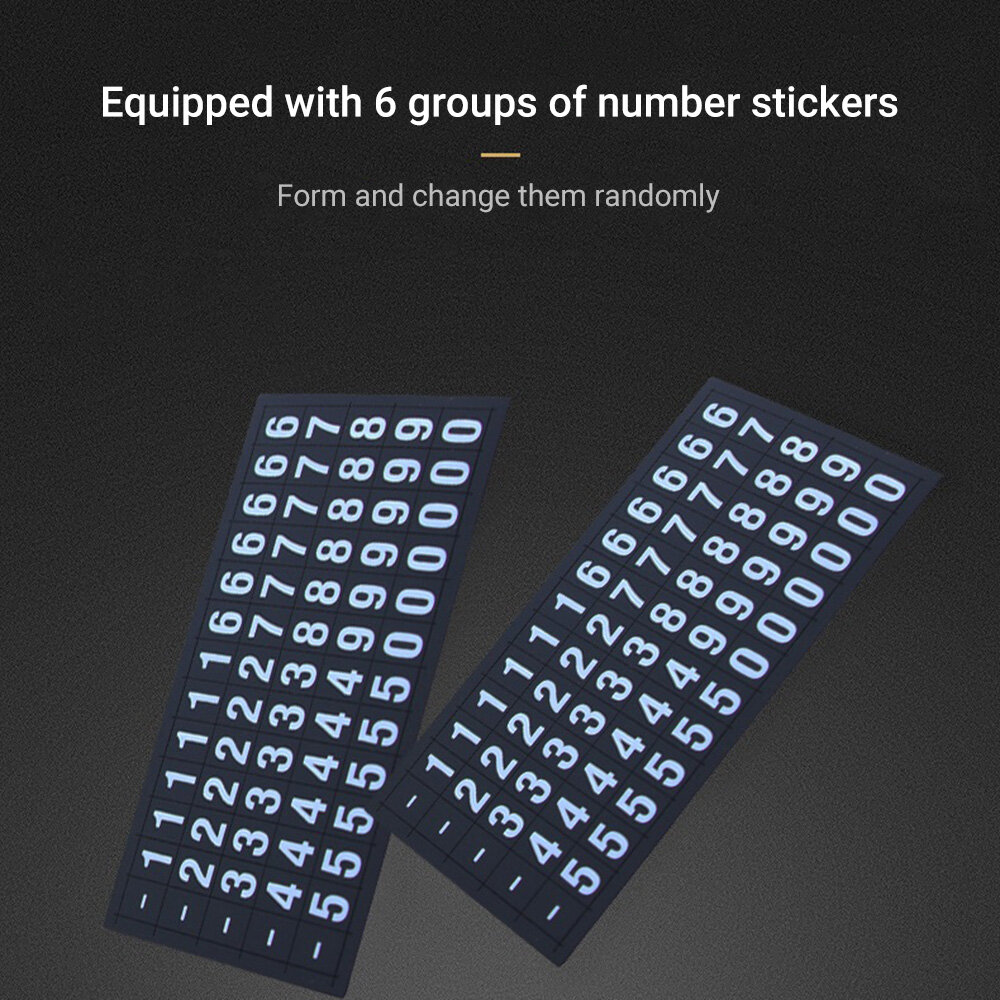 Luminous Temporary Stop Sign Universal Mobile Phone Car Number Holder 360° Rotation Moving Car Parking Number Plate Card Silver