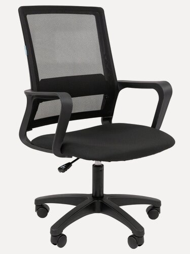 Изображение товара Офисное кресло CHAIRMAN 606 LT ткань/сетка, черный/черный с подлокотниками и регулировкой по высоте для оператора