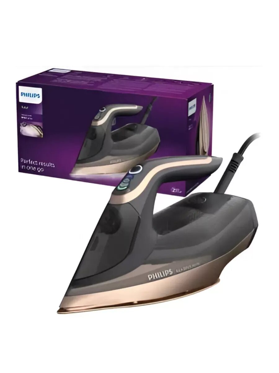 Супермощный Паровой утюг Philips OptimalTemp DST8041, металлокерамическая подошва, 3000Вт, 80г/мин