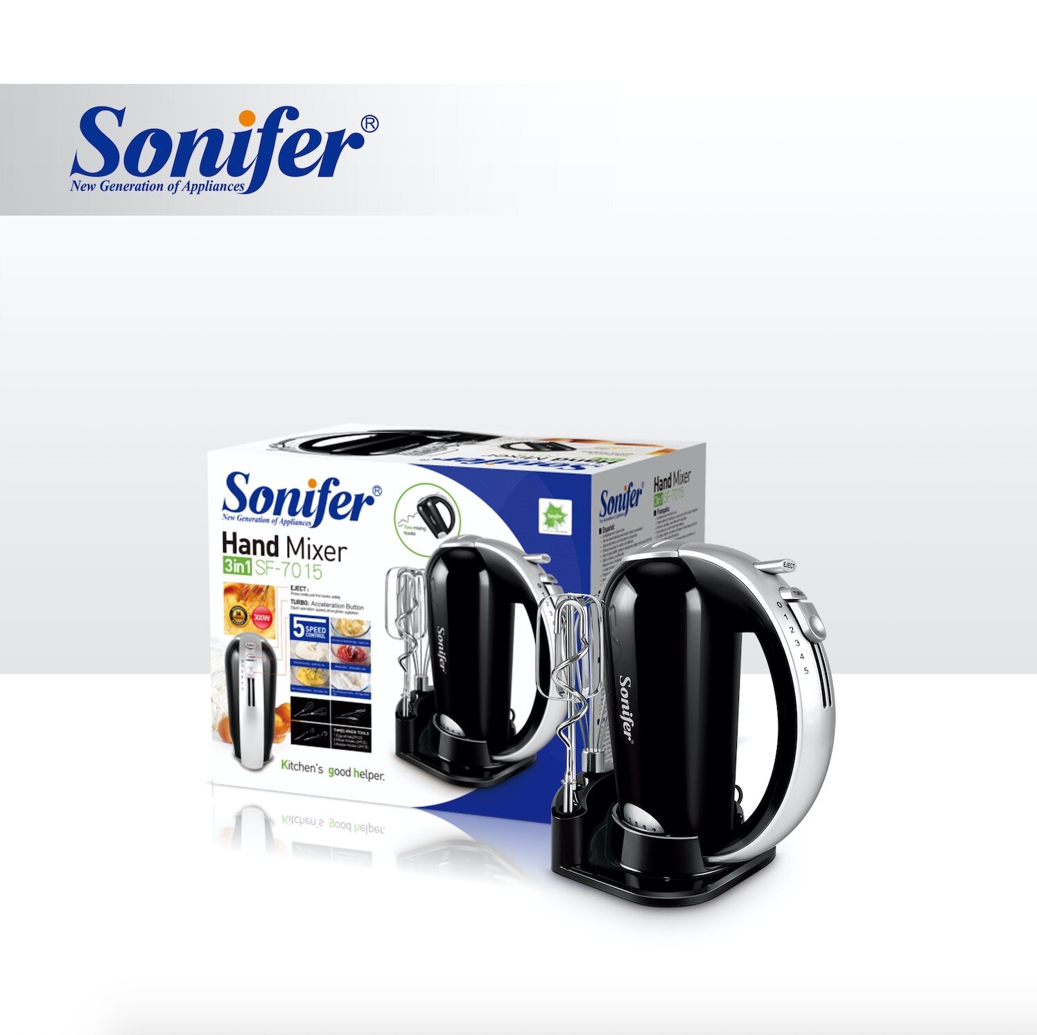 Ручной миксер Sonifer SF-7015, 300 Вт, 5 скоростей + Турбо-режим