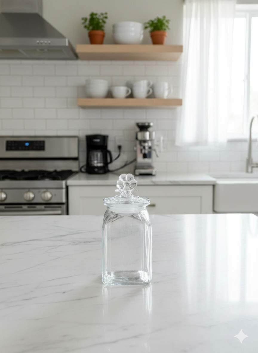 Банка для хранения с крышкой в виде цветочка из плотного стекла 1100 мл X-GL2M