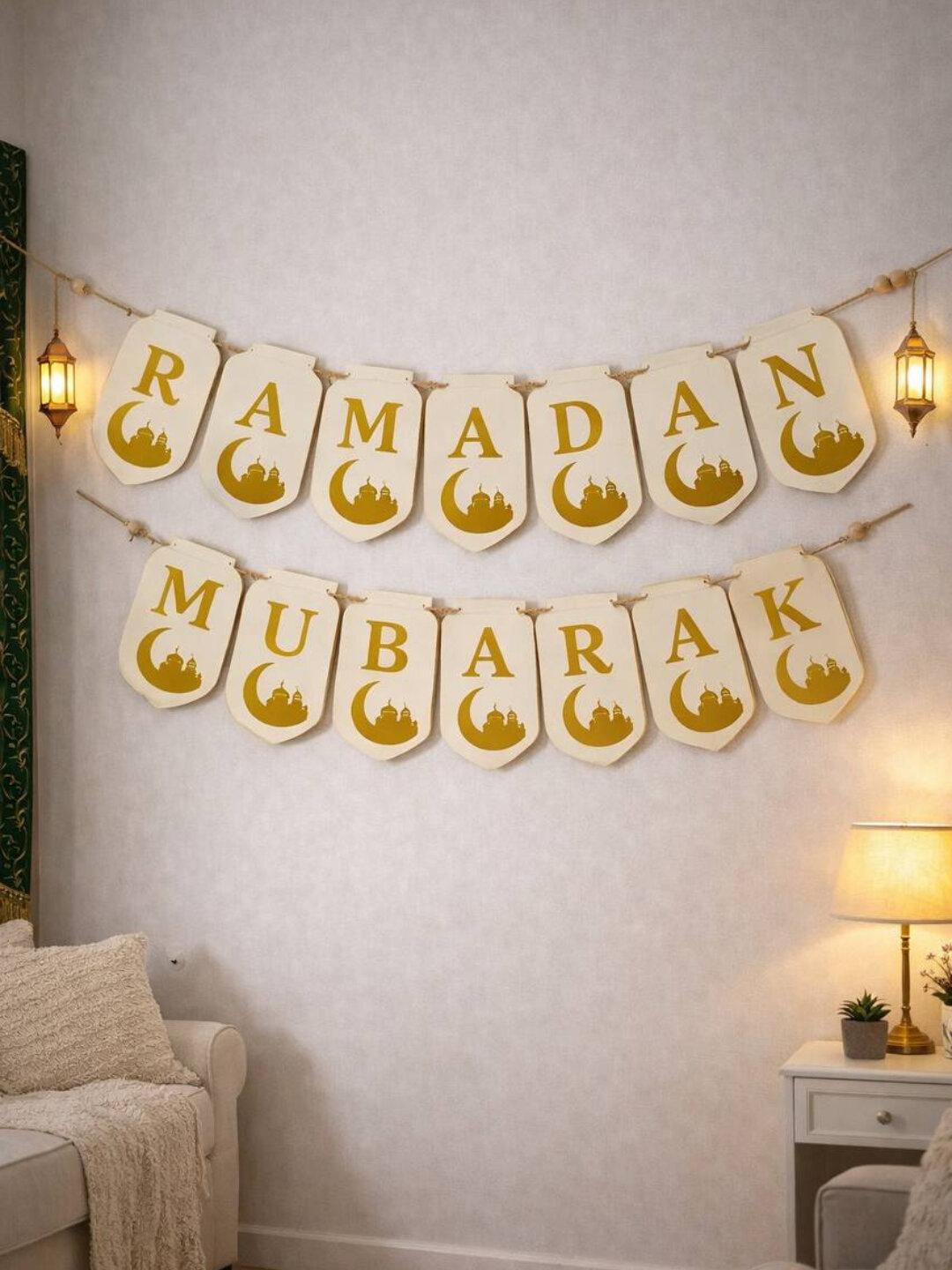 Набор праздничных украшений к месяцу Рамадан с надписью «Рамадан Мубарак»