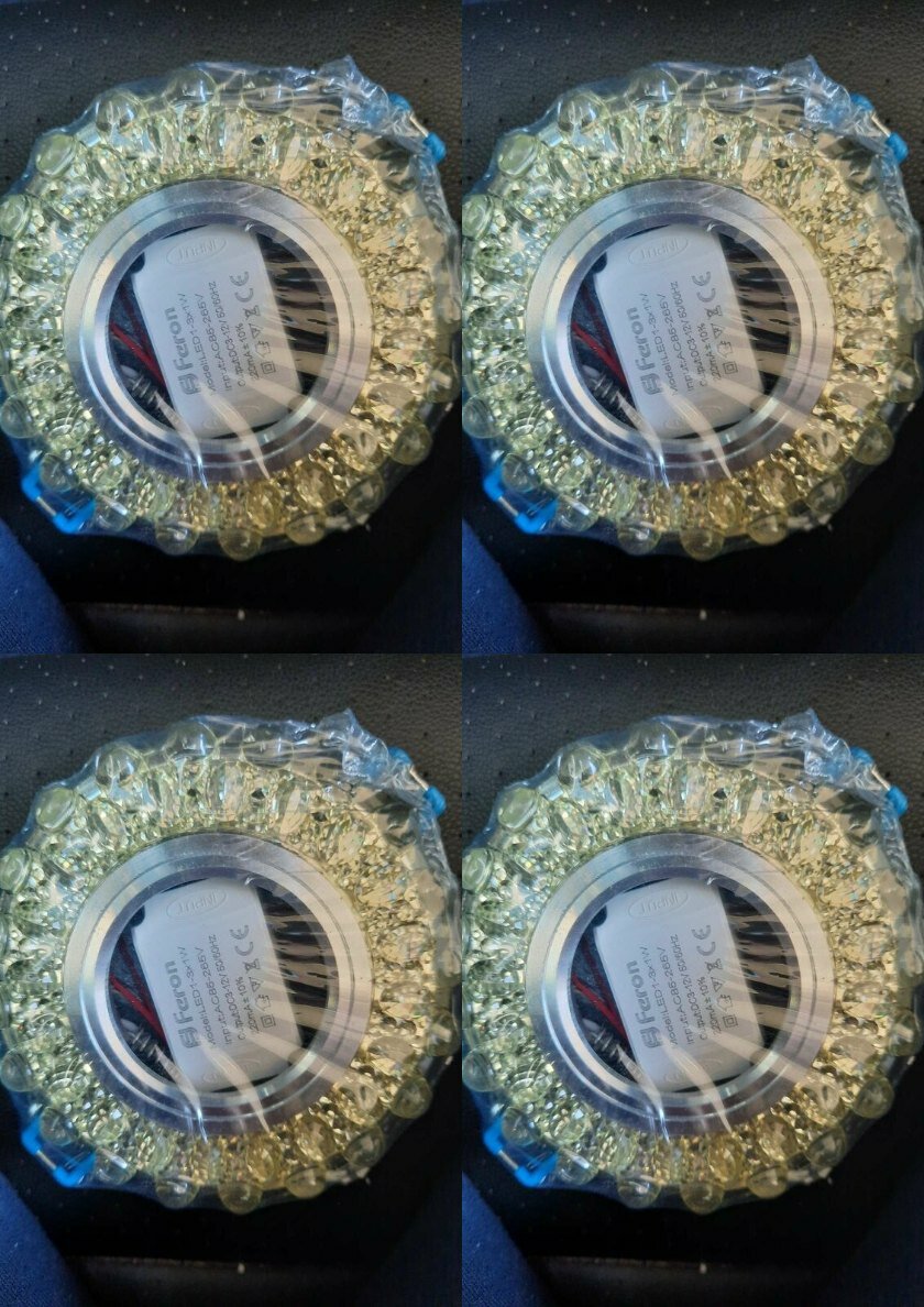 4 шт (набор) Светильник встраиваемый с белой LED подсветкой Feron CD909 потолочный MR16 G5.3 прозрачный