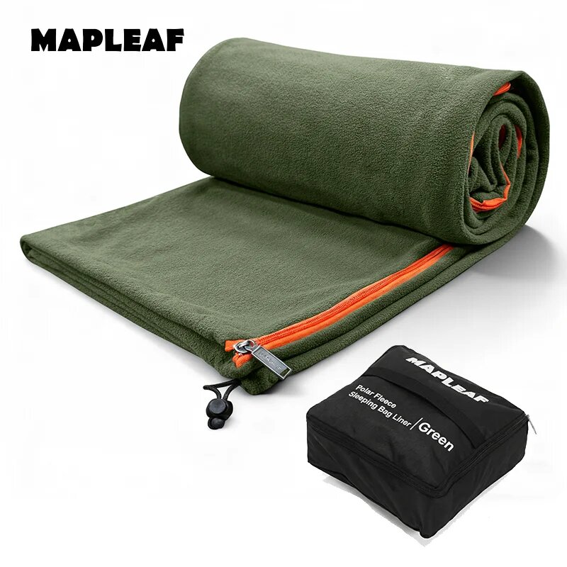 Флисовый спальный мешок MAPLEAF для кемпинга Зеленый, Green