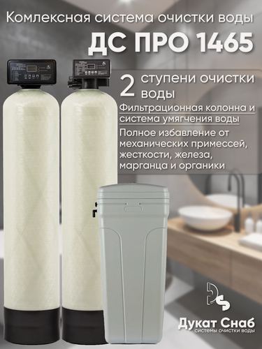 Изображение товара Комплексная система очистки воды для дома, дачи, коттеджа ДС Про (DS Pro) 1465. Две колонны для умягчения воды, удаления жесткости, марганца, сероводорода, органики