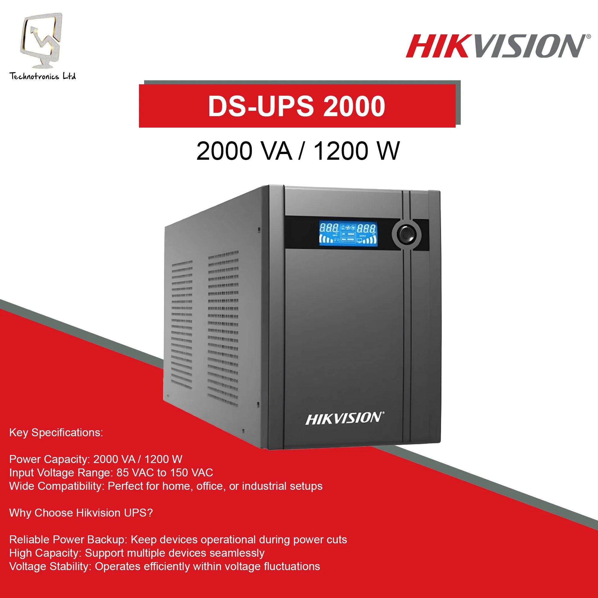 UPS 2000Wattt. Источник бесперебойного питания HIKVISION DS-UPS2000.