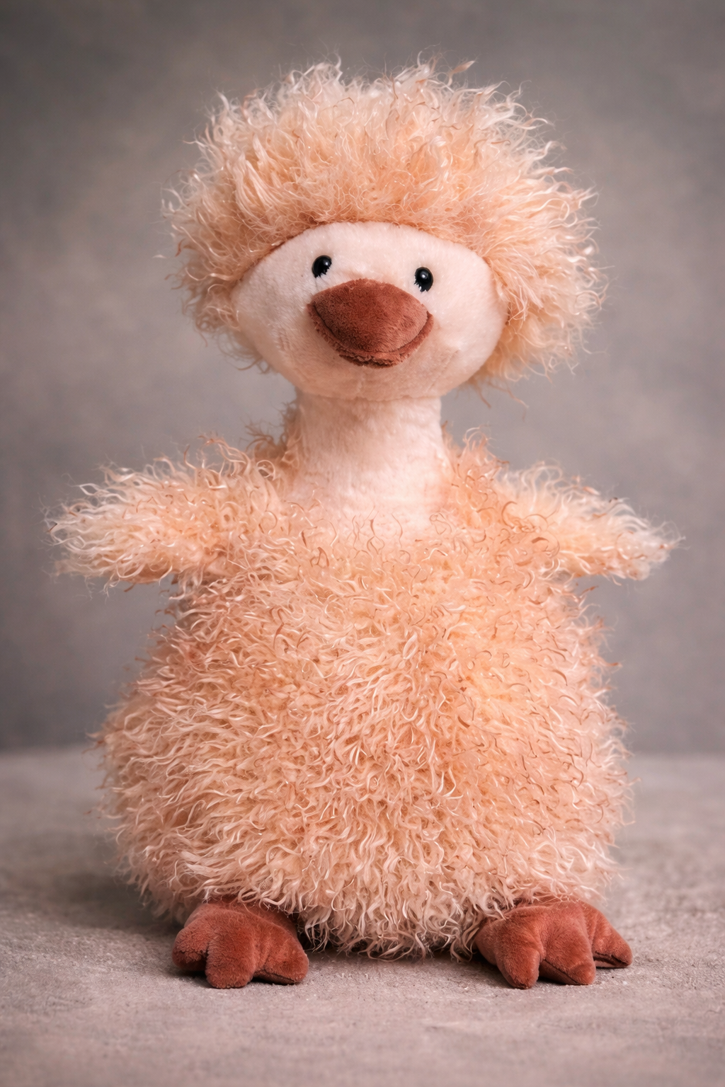 Страусенок мягкий, плюшевый 40 см, игрушка страус розовый цвет, кудрявый