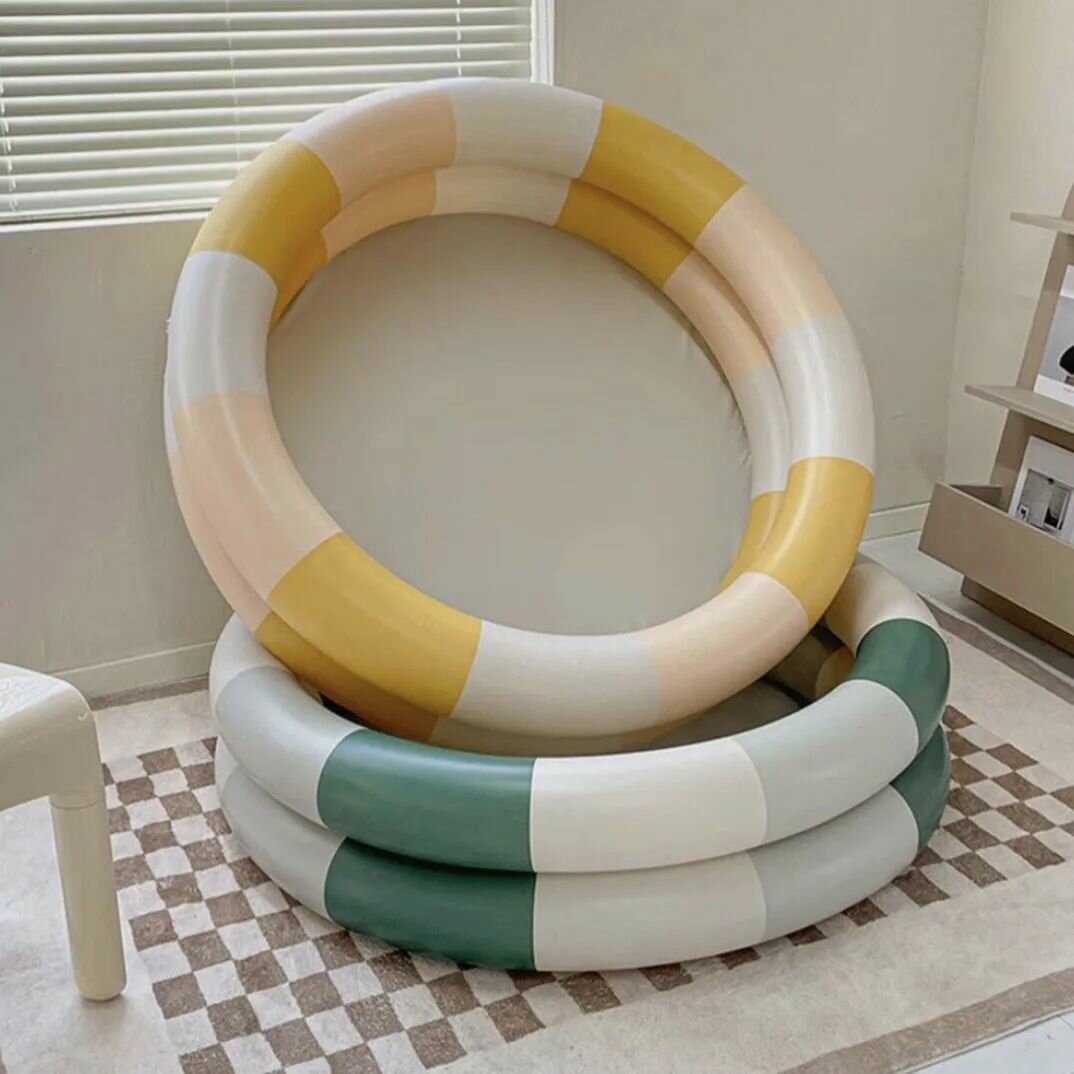 Надувной бассейн из ПВХ, детский, полосатый цветной, 90*35 см