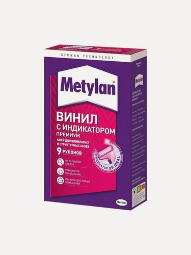 Изображение товара Клей для виниловых обоев Metylan с индикатором 300 г, рассчитан на 10 рулонов, производство Германия, артикул 586527