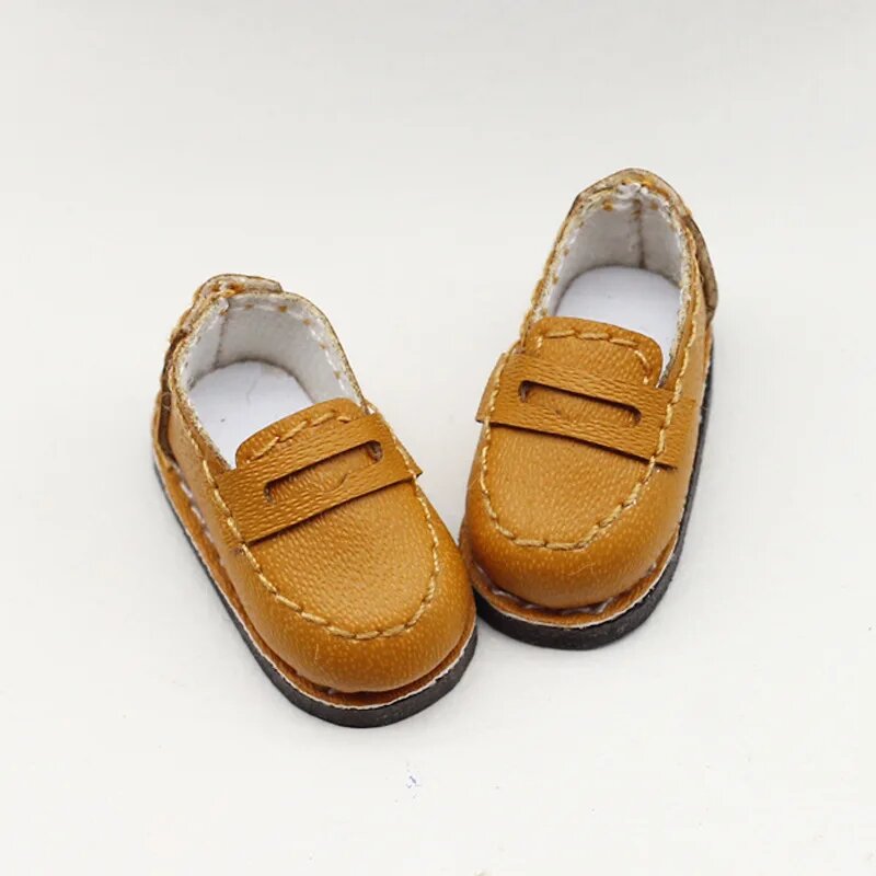 Миниатюрные кожаные лоферы для кукол OB11 1/12 doll shoes