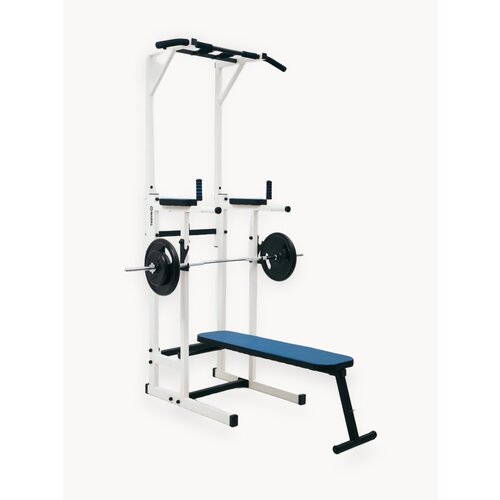 Турник, брусья, пресс 3 в 1 напольный со скамьей для жима и упорами под штангу