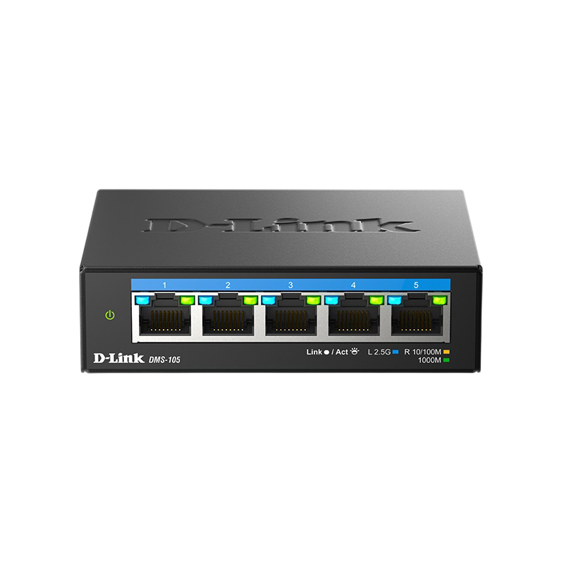 Коммутатор D-Link DMS-105 неуправляемый, 5 портов 2,5 Гбит/с, без вентилятора, металлический корпус DMS-105/A2A