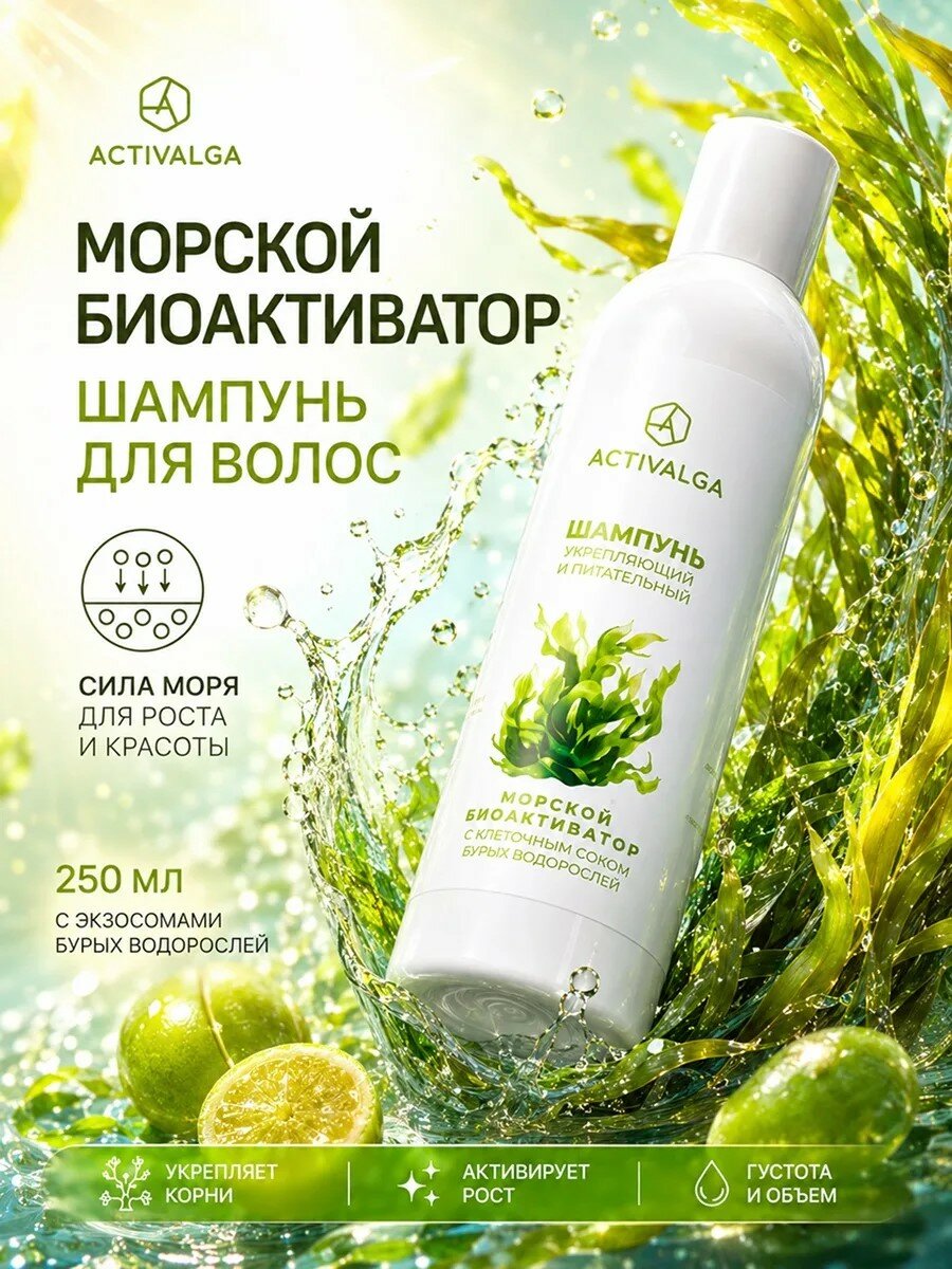 Шампунь для волос "Морской биоактиватор с клеточным соком бурых водорослей" 250 мл, лечебный, женский, мужской