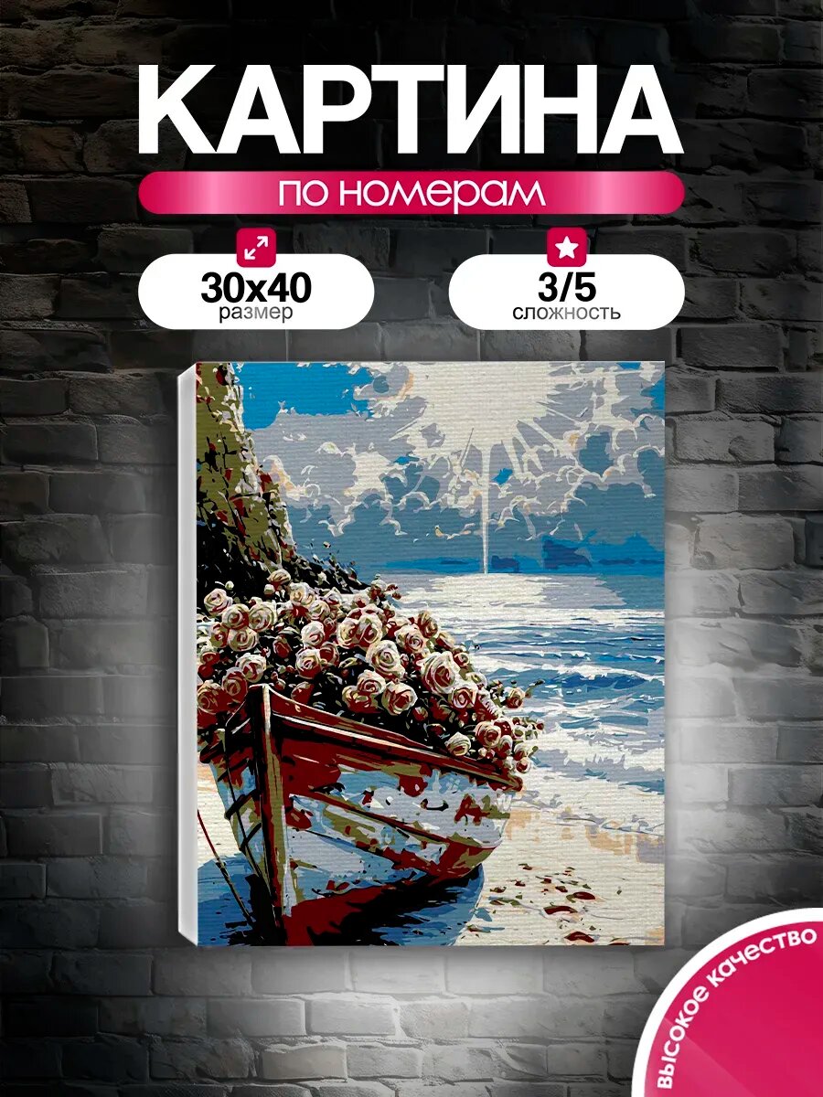 Картина по номерам 30x40 Старая лодка