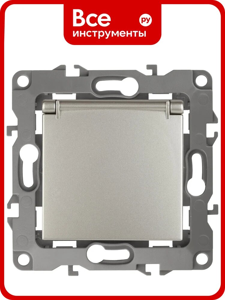 Розетка ЭРА 12-2103-15 2P+E Schuko со шторками с крышкой, 16A-250В, IP20, перламутр Б0019330