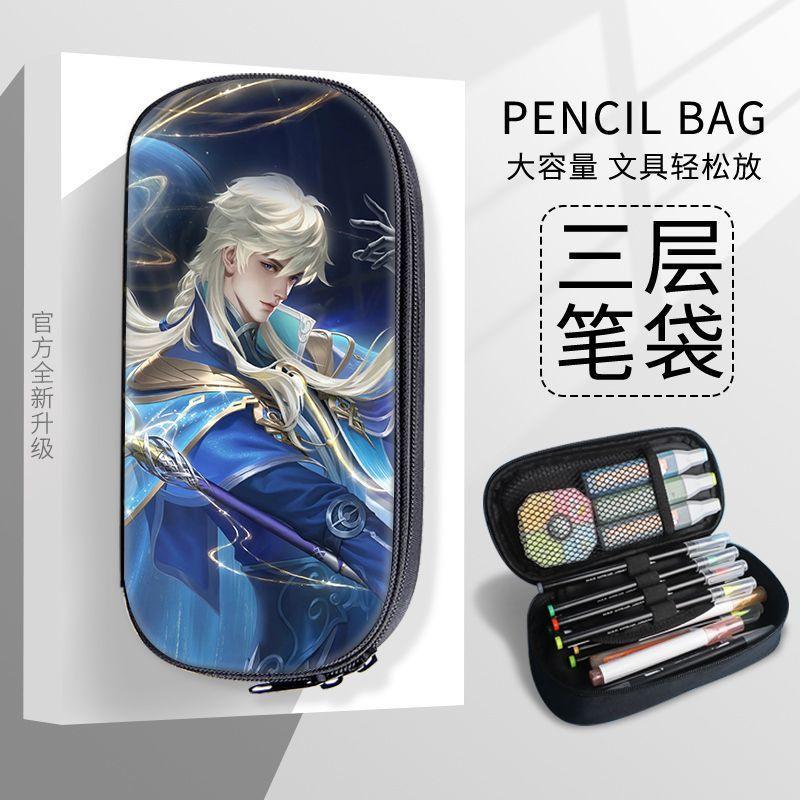 Кейс для ручек с темой Хонор оф Кингс, много персонажей, большой объем, 3 слоя холста, для школьников, стильные
