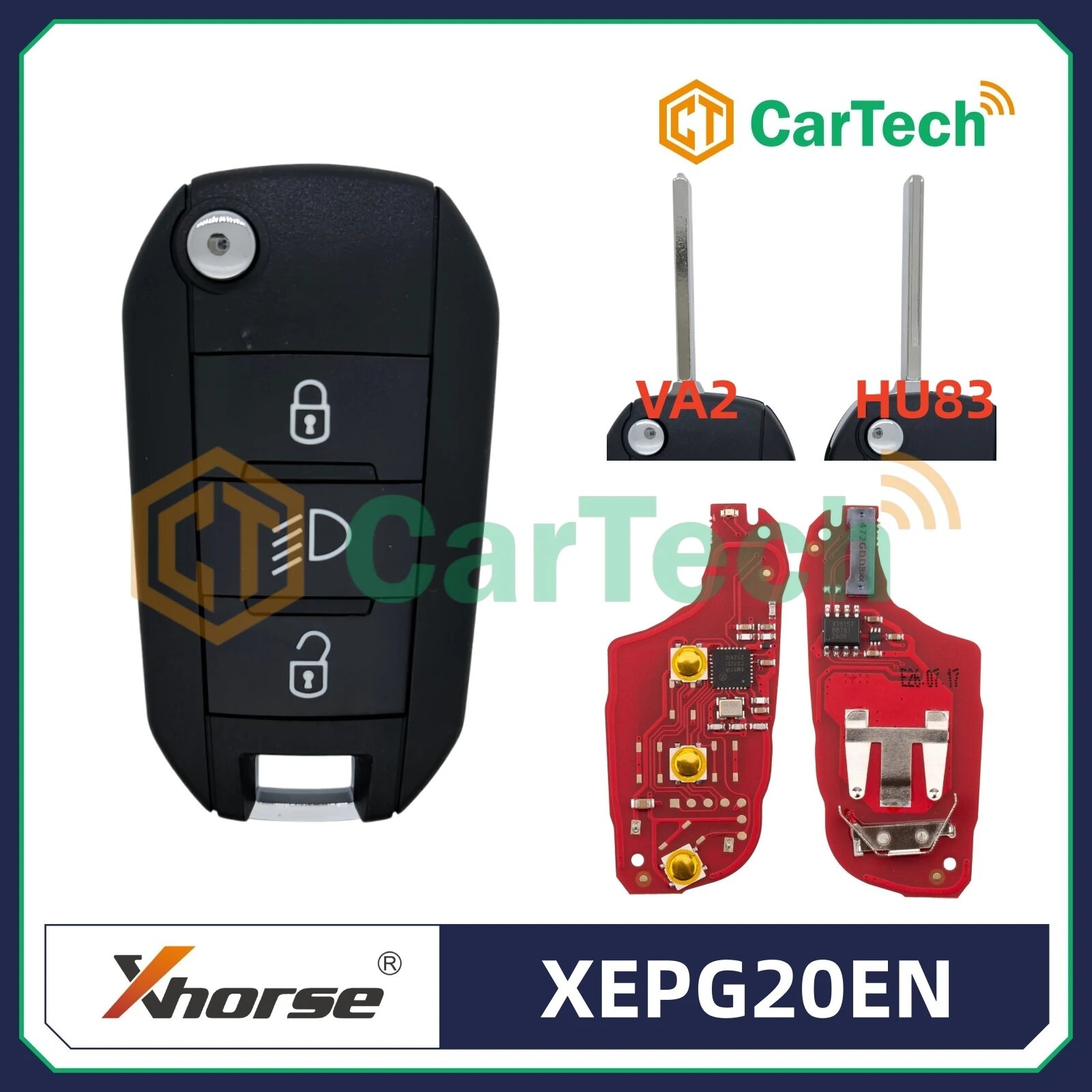 Cartech Xhorse XEPG20EN с суперчипом XT57B, супер пульт дистанционного 3BTN Light, For Citroen VA2