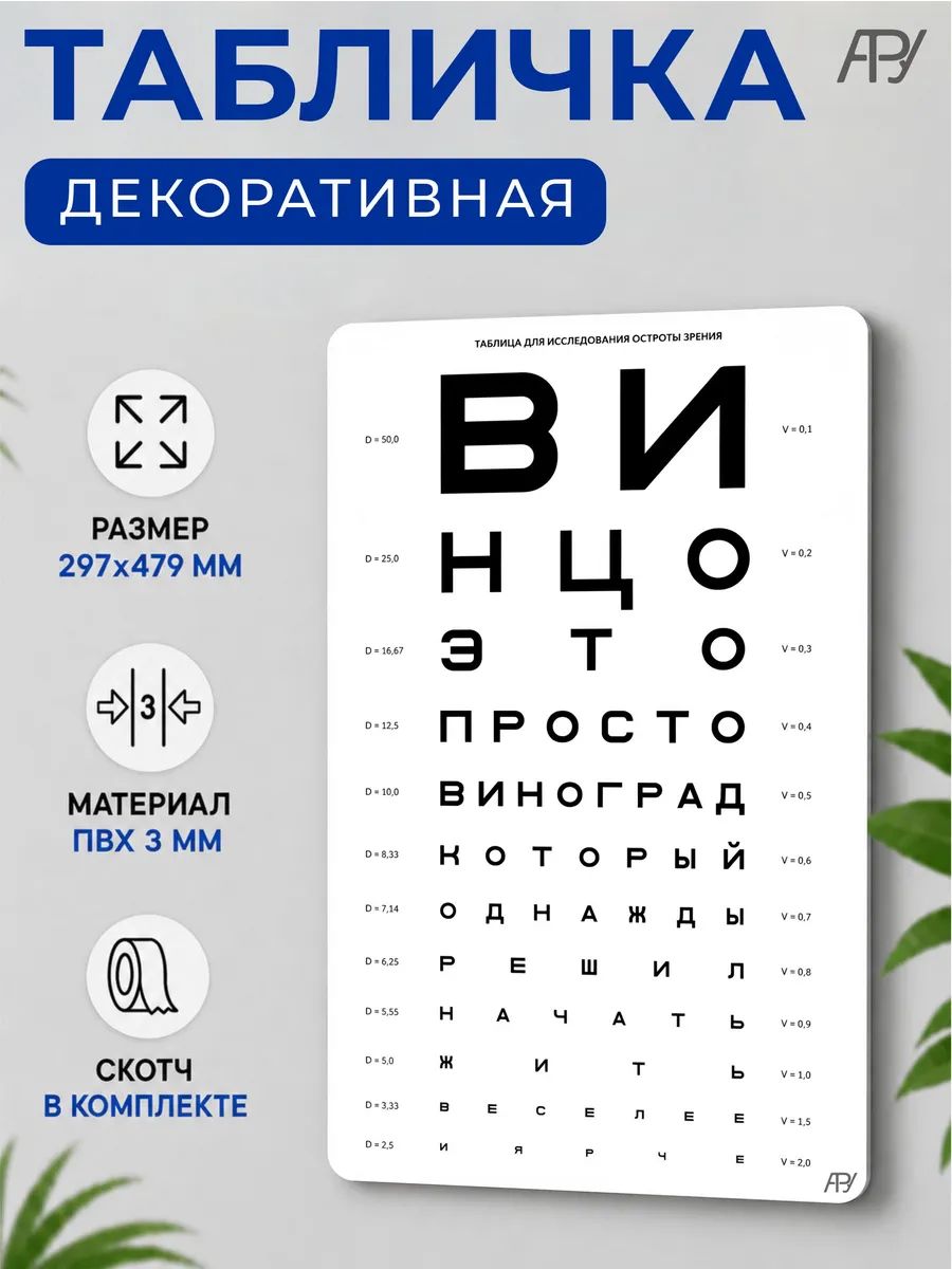 Прикольная декоративная табличка для проверки зрения