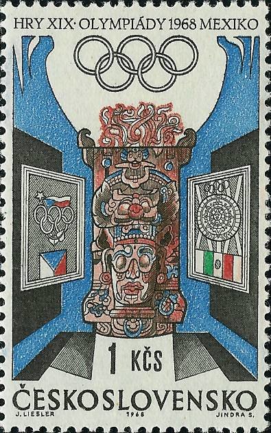 (1968-023) Марка Чехословакия "Тотем" Летние ОИ 1968, Мехико III