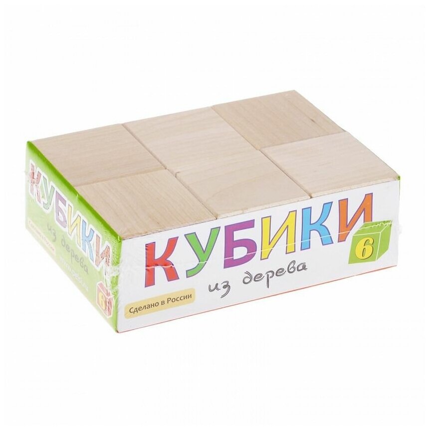 Деревянные игрушки Pelsi Кубики неокрашенные, 6 шт. И660