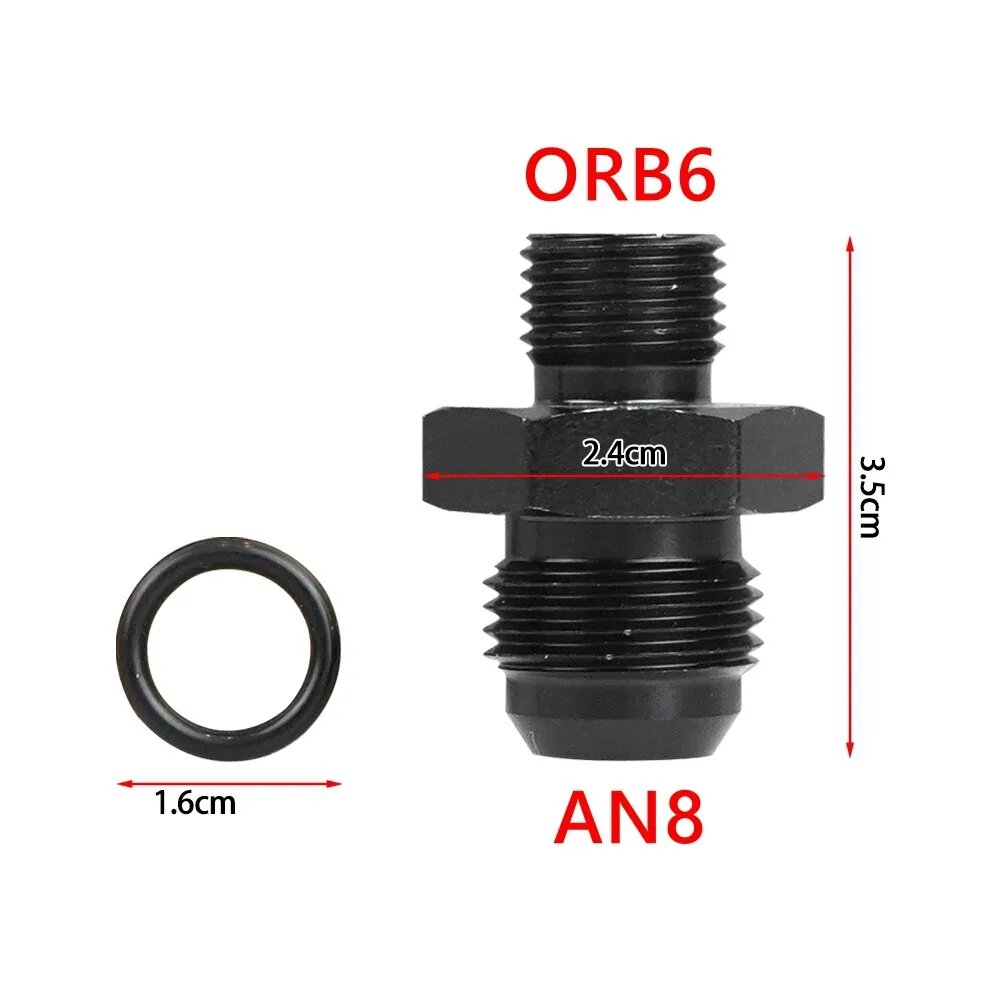 AN6 AN8 AN10 ORB алюминиевый Штекерный соединитель азотного масла, топливного шланга, ORB6-AN8-BK