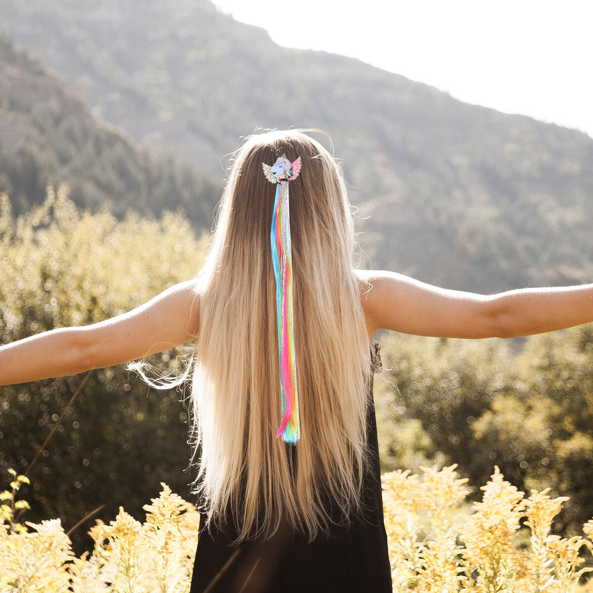 2 Штуки Причёски С Gradient Рainbow Единорог Для Детей Фенечки Волосы Bow Flying Horse Style Размер M Цвет Multi