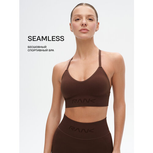 фото Топ спортивный rank seamless bra low, размер xl, коричневый