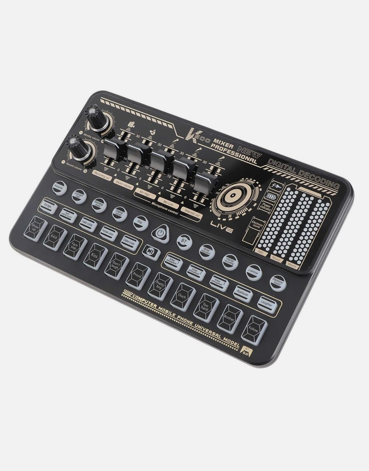 Аудиомикшер k500 для прямых трансляций, записи музыки, караоке, подкастов