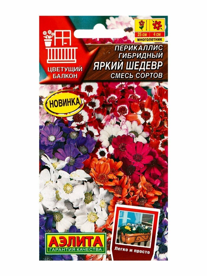 Семена цветов Перикаллис гибридный «Яркий Шедевр» смесь «Цветущий балкон» 30 шт.