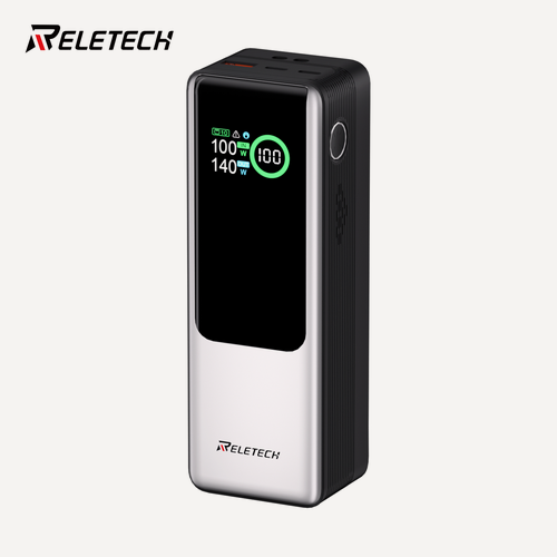 Изображение товара Внешний аккумулятор Reletech,140 Вт, 25000 мАч, с аккумулятором LG 21700, с интеллектуальным дисплеем для путешествий, совместимо с MacBook Pro, iPhone 17/16, iPad